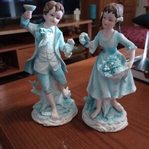 Charming Blue and White Porcelain Figurines Andrea By Sadek Charming Boy And Gir